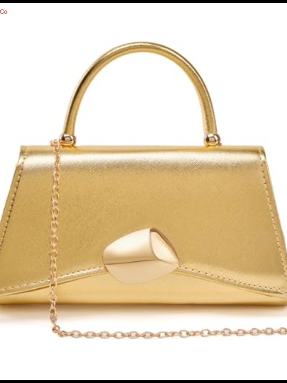 PU Leather Evening Clutch Top Handle Handbag Gold Clasp Formal Party Prom